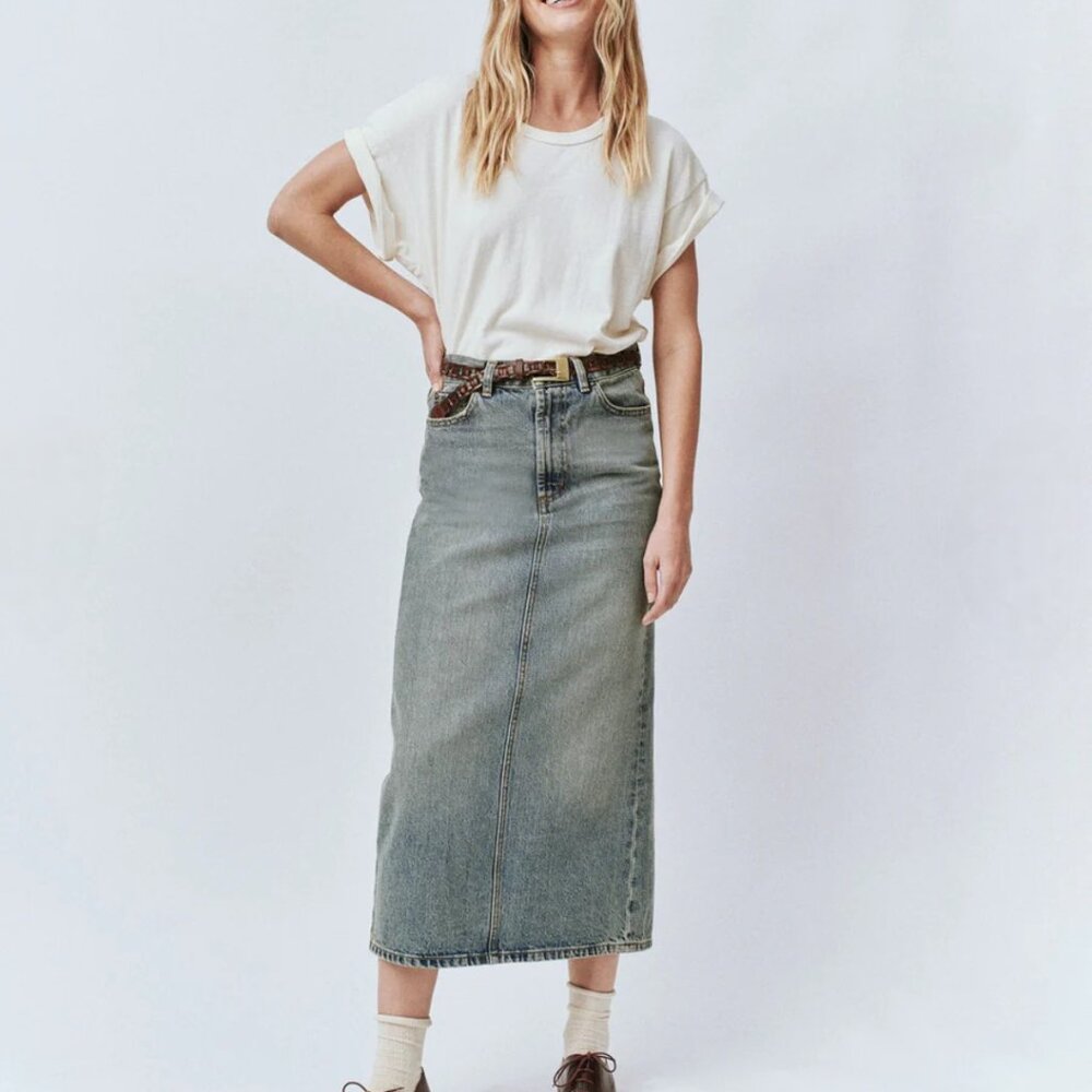 The GREAT The Column Skirt In Monterey Wash